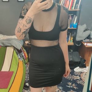 Black Dress with Mesh cut outs